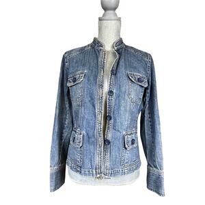Mossimo Band Collar Button up Denim Jacket size M